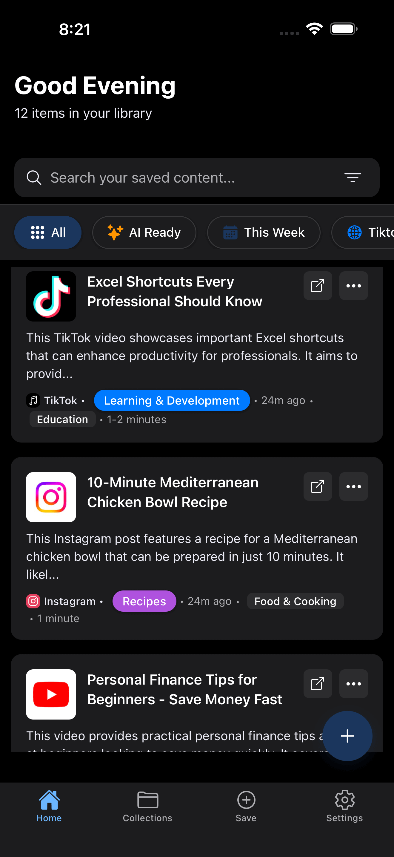 Kontent Keeper Home Screen